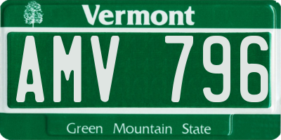 VT license plate AMV796