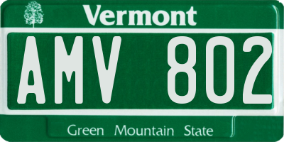 VT license plate AMV802