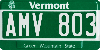 VT license plate AMV803