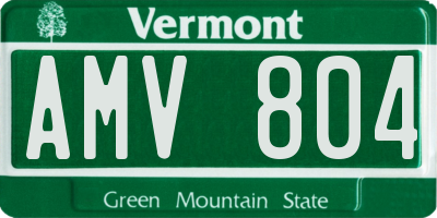 VT license plate AMV804