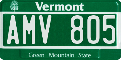 VT license plate AMV805