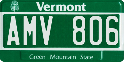 VT license plate AMV806