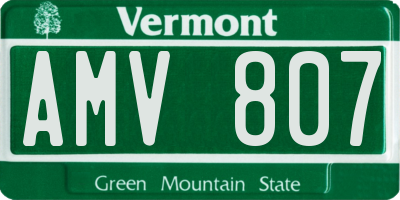 VT license plate AMV807