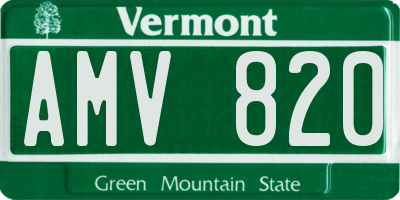 VT license plate AMV820