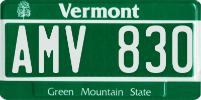 VT license plate AMV830