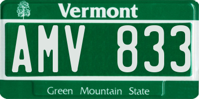 VT license plate AMV833