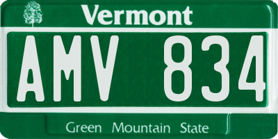 VT license plate AMV834
