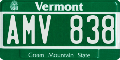 VT license plate AMV838