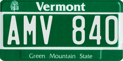 VT license plate AMV840