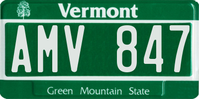 VT license plate AMV847