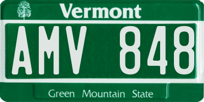 VT license plate AMV848