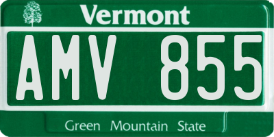 VT license plate AMV855
