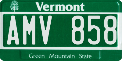 VT license plate AMV858