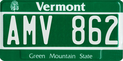 VT license plate AMV862