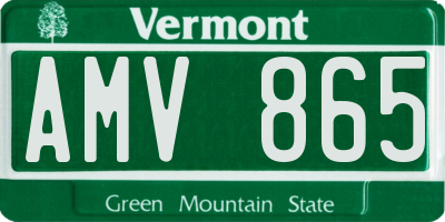 VT license plate AMV865