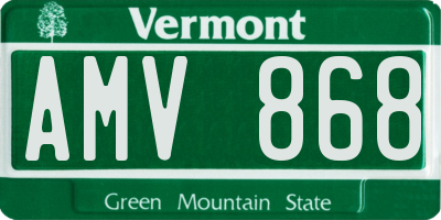 VT license plate AMV868