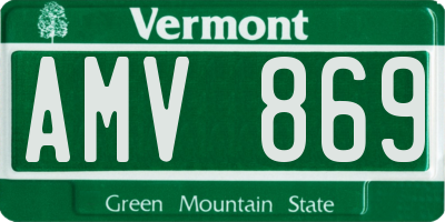 VT license plate AMV869
