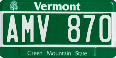 VT license plate AMV870