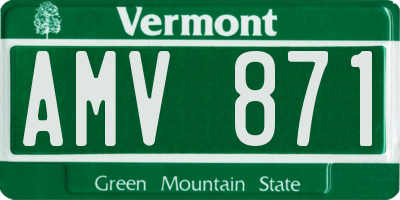 VT license plate AMV871