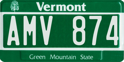 VT license plate AMV874
