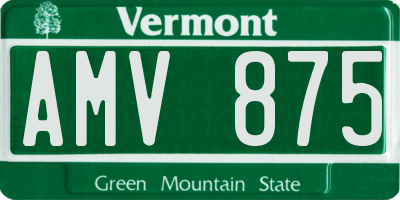 VT license plate AMV875
