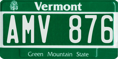 VT license plate AMV876