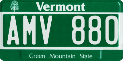 VT license plate AMV880