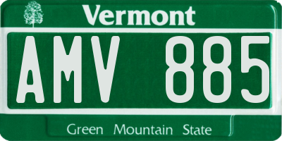 VT license plate AMV885