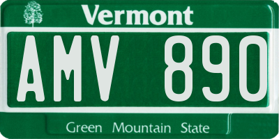 VT license plate AMV890