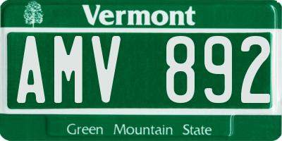 VT license plate AMV892