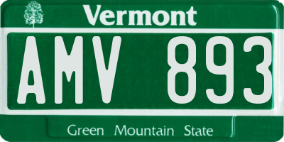 VT license plate AMV893