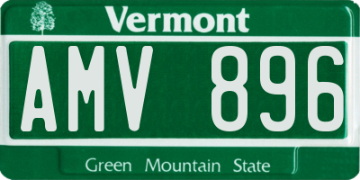 VT license plate AMV896