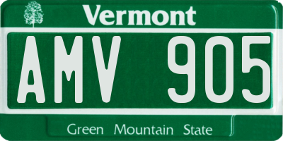 VT license plate AMV905