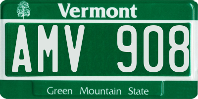 VT license plate AMV908