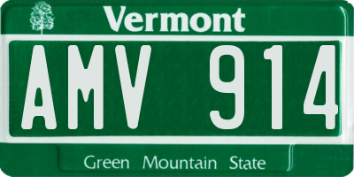 VT license plate AMV914