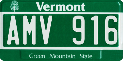 VT license plate AMV916