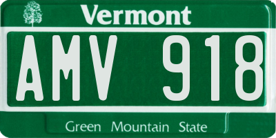 VT license plate AMV918