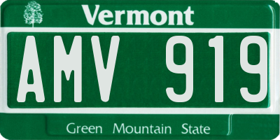 VT license plate AMV919