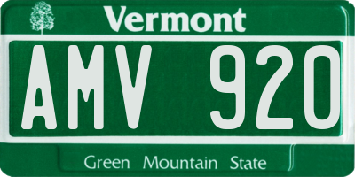 VT license plate AMV920