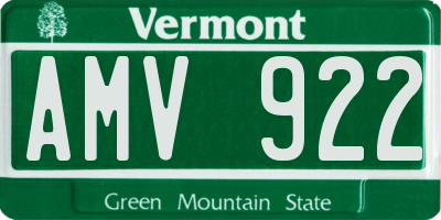 VT license plate AMV922