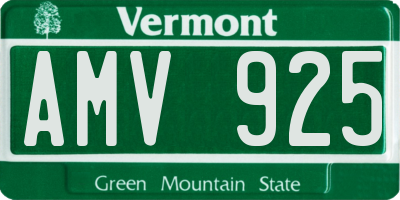 VT license plate AMV925