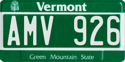 VT license plate AMV926