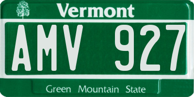 VT license plate AMV927