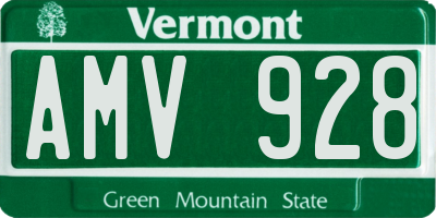 VT license plate AMV928