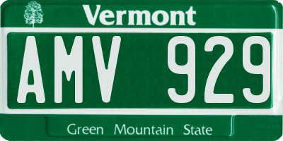 VT license plate AMV929