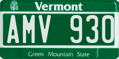 VT license plate AMV930
