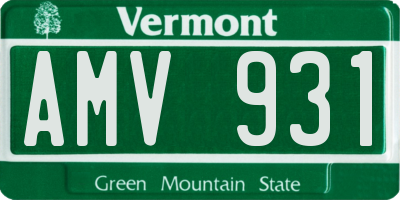VT license plate AMV931