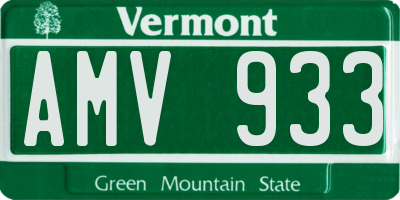 VT license plate AMV933