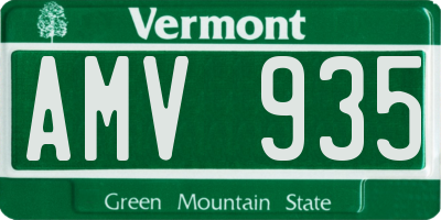 VT license plate AMV935