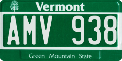 VT license plate AMV938